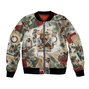 Bass Reeves Christmas Bomber Jacket Old West Marshal Frontier Collage Vintage