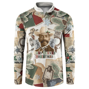 Bass Reeves Christmas Button Sweatshirt Old West Marshal Frontier Collage Vintage