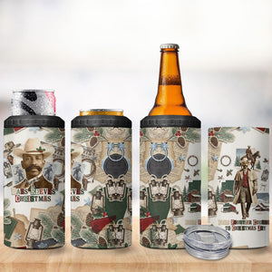 Bass Reeves Christmas 4 in 1 Can Cooler Tumbler Old West Marshal Frontier Collage Vintage