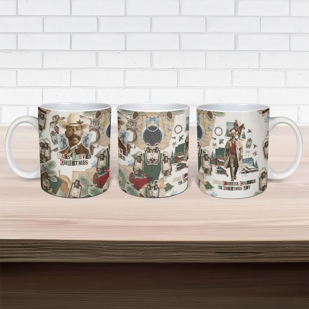 Bass Reeves Christmas Ceramic Mug Old West Marshal Frontier Collage Vintage