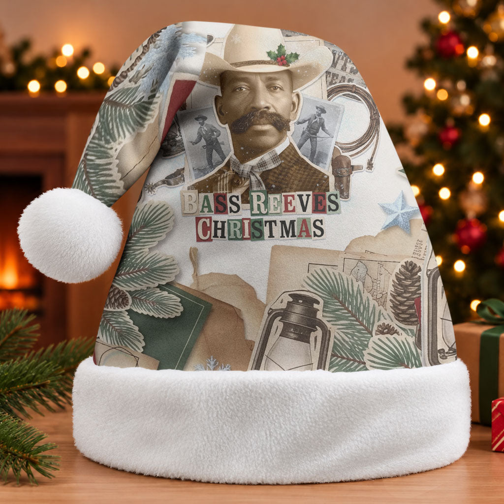 Bass Reeves Christmas Santa Hat Old West Marshal Frontier Collage Vintage