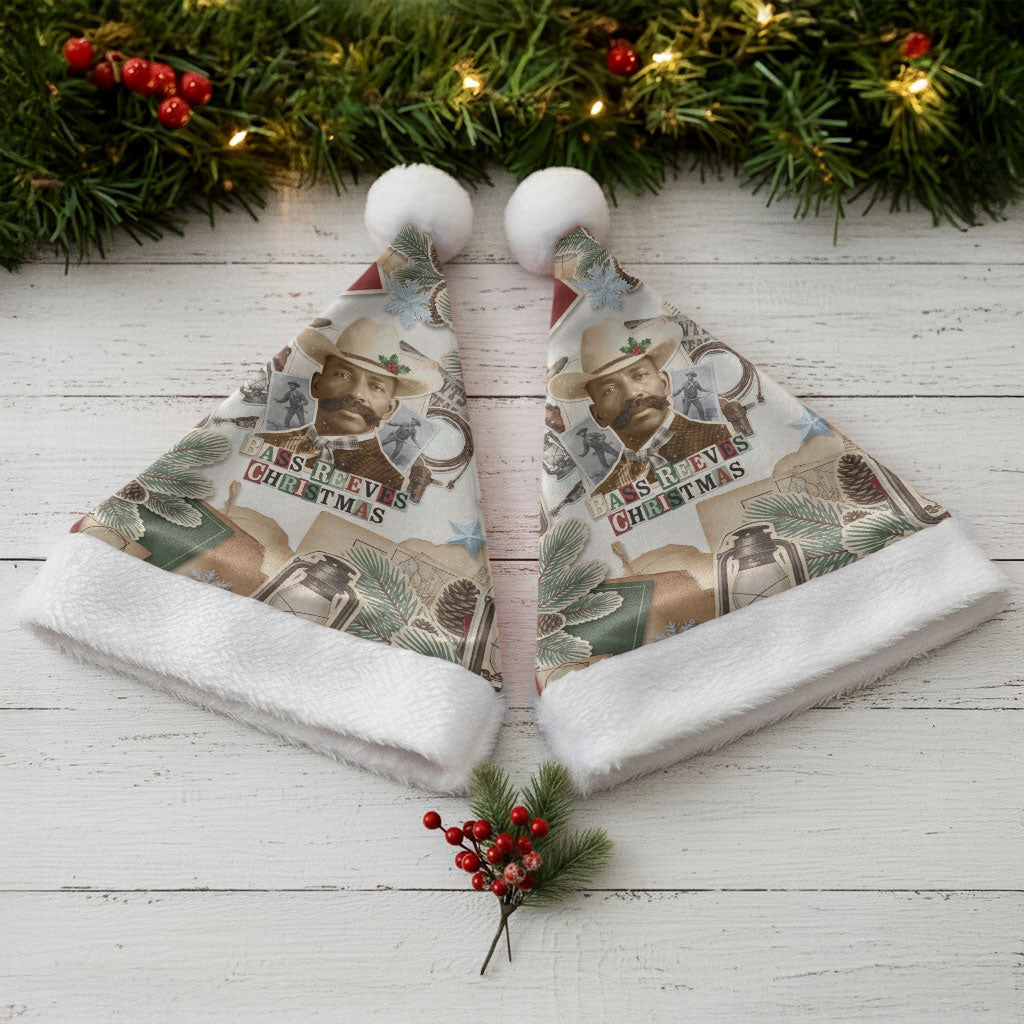 Bass Reeves Christmas Santa Hat Old West Marshal Frontier Collage Vintage