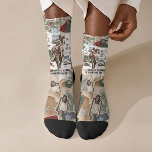 Bass Reeves Christmas Crew Socks Old West Marshal Frontier Collage Vintage