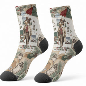 Bass Reeves Christmas Crew Socks Old West Marshal Frontier Collage Vintage