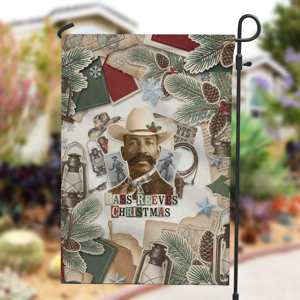 Bass Reeves Christmas Garden Flag Old West Marshal Frontier Collage Vintage