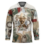Bass Reeves Christmas Hockey Jersey Old West Marshal Frontier Collage Vintage