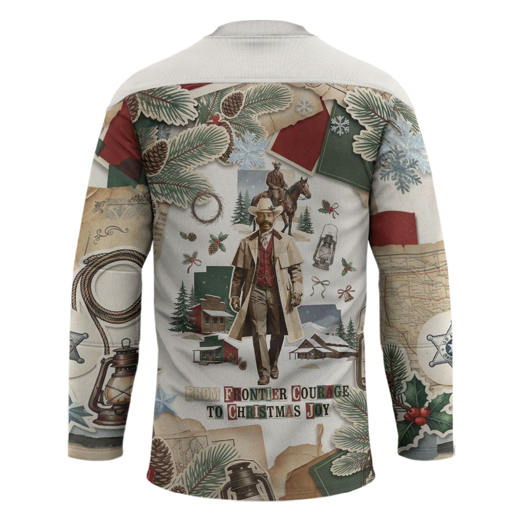 Bass Reeves Christmas Hockey Jersey Old West Marshal Frontier Collage Vintage
