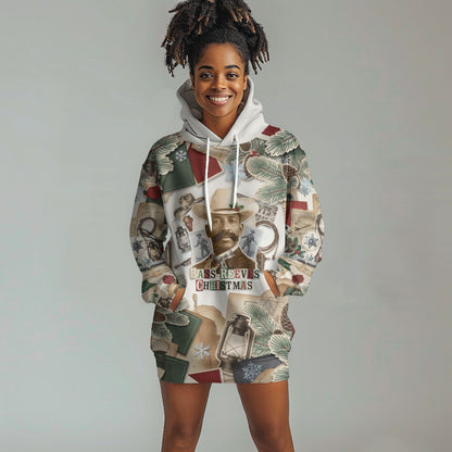 Bass Reeves Christmas Hoodie Dress Old West Marshal Frontier Collage Vintage