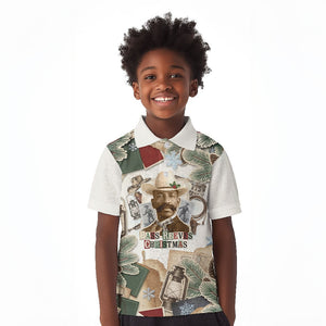 Bass Reeves Christmas Kid Polo Shirt Old West Marshal Frontier Collage Vintage