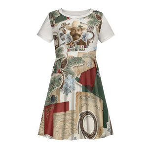 Bass Reeves Christmas Kid Short Sleeve Dress Old West Marshal Frontier Collage Vintage
