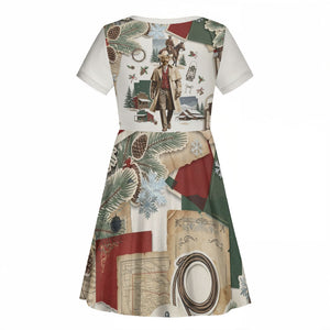 Bass Reeves Christmas Kid Short Sleeve Dress Old West Marshal Frontier Collage Vintage