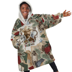 Bass Reeves Christmas Kid Wearable Blanket Hoodie Old West Marshal Frontier Collage Vintage