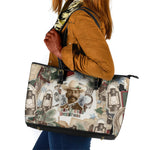 Bass Reeves Christmas Leather Tote Bag Old West Marshal Frontier Collage Vintage