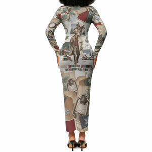 Bass Reeves Christmas Long Sleeve Bodycon Dress Old West Marshal Frontier Collage Vintage