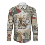 Bass Reeves Christmas Long Sleeve Button Shirt Old West Marshal Frontier Collage Vintage