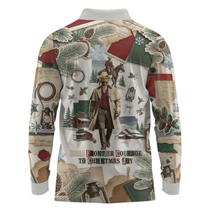 Bass Reeves Christmas Long Sleeve Polo Shirt Old West Marshal Frontier Collage Vintage