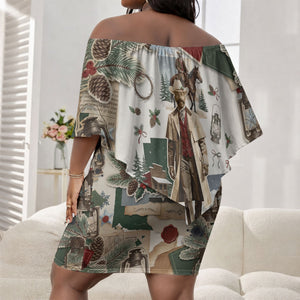 Bass Reeves Christmas Off Shoulder Short Dress Old West Marshal Frontier Collage Vintage
