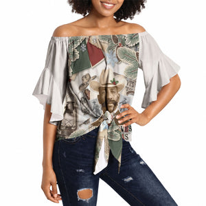 Bass Reeves Christmas Off Shoulder Wrap Waist Top Old West Marshal Frontier Collage Vintage