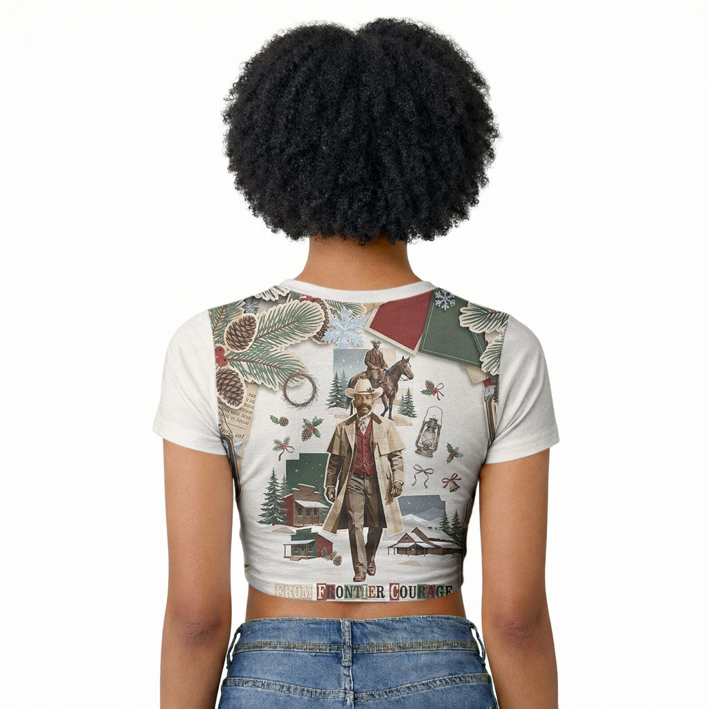 Bass Reeves Christmas Raglan Cropped T shirt Old West Marshal Frontier Collage Vintage