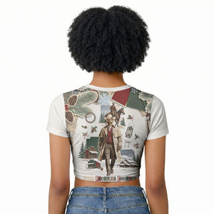 Bass Reeves Christmas Raglan Cropped T shirt Old West Marshal Frontier Collage Vintage
