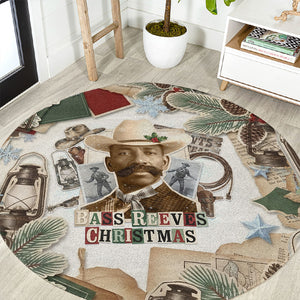 Bass Reeves Christmas Round Carpet Old West Marshal Frontier Collage Vintage