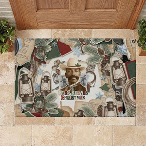 Bass Reeves Christmas Rubber Doormat Old West Marshal Frontier Collage Vintage