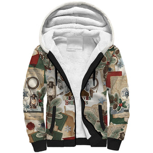 Bass Reeves Christmas Sherpa Hoodie Old West Marshal Frontier Collage Vintage