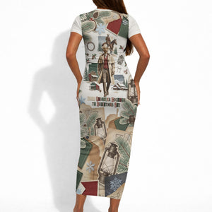 Bass Reeves Christmas Short Sleeve Bodycon Dress Old West Marshal Frontier Collage Vintage