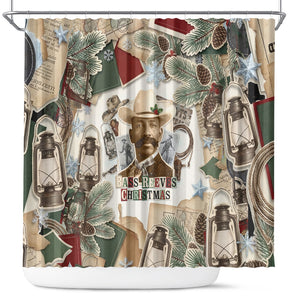 Bass Reeves Christmas Shower Curtain Old West Marshal Frontier Collage Vintage
