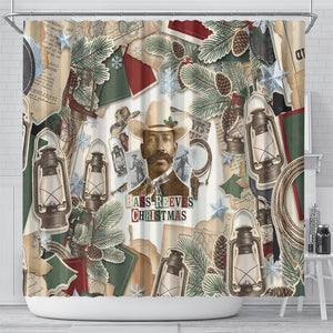 Bass Reeves Christmas Shower Curtain Old West Marshal Frontier Collage Vintage
