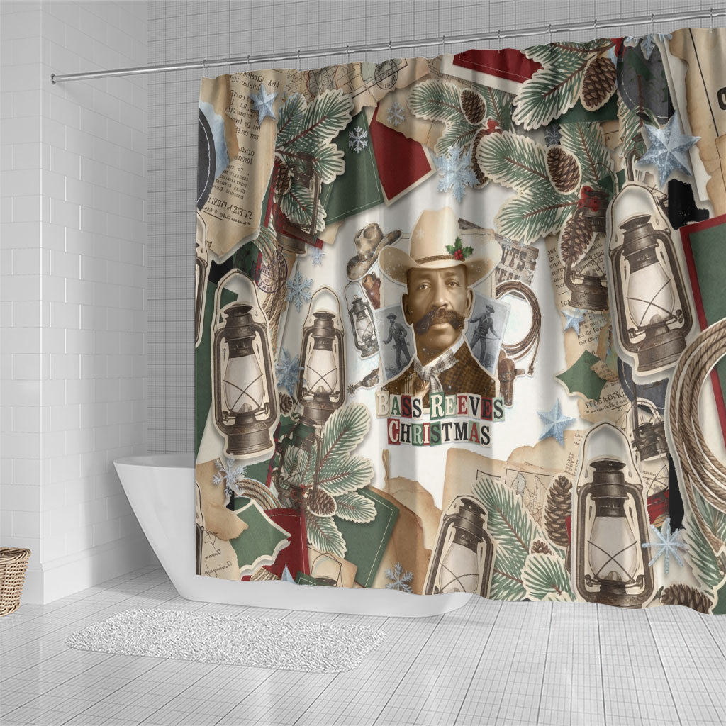 Bass Reeves Christmas Shower Curtain Old West Marshal Frontier Collage Vintage