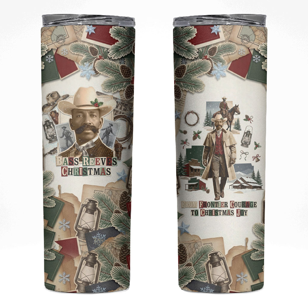 Bass Reeves Christmas Skinny Tumbler Old West Marshal Frontier Collage Vintage