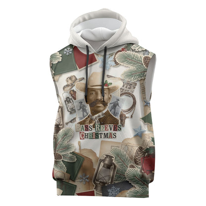 Bass Reeves Christmas Sleeveless Hoodie Old West Marshal Frontier Collage Vintage