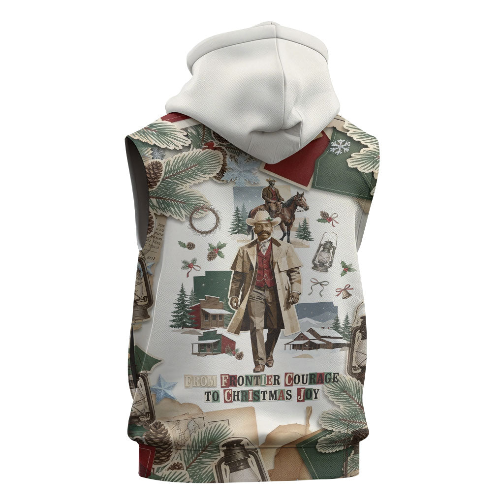 Bass Reeves Christmas Sleeveless Hoodie Old West Marshal Frontier Collage Vintage
