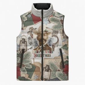 Bass Reeves Christmas Sleeveless Puffer Jacket Old West Marshal Frontier Collage Vintage