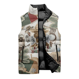 Bass Reeves Christmas Sleeveless Puffer Jacket Old West Marshal Frontier Collage Vintage