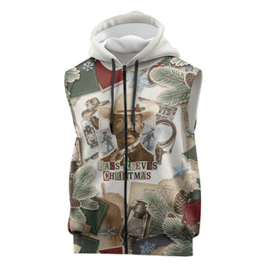 Bass Reeves Christmas Sleeveless Zip Hoodie Old West Marshal Frontier Collage Vintage