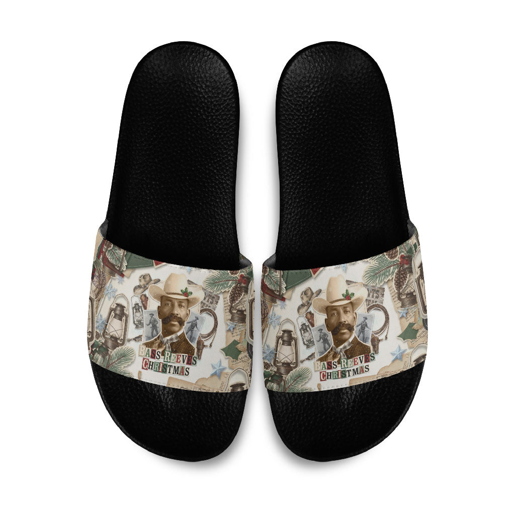 Bass Reeves Christmas Slide Sandals Old West Marshal Frontier Collage Vintage