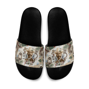 Bass Reeves Christmas Slide Sandals Old West Marshal Frontier Collage Vintage