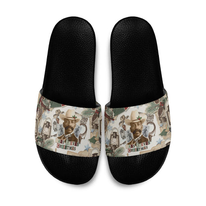 Bass Reeves Christmas Slide Sandals Old West Marshal Frontier Collage Vintage