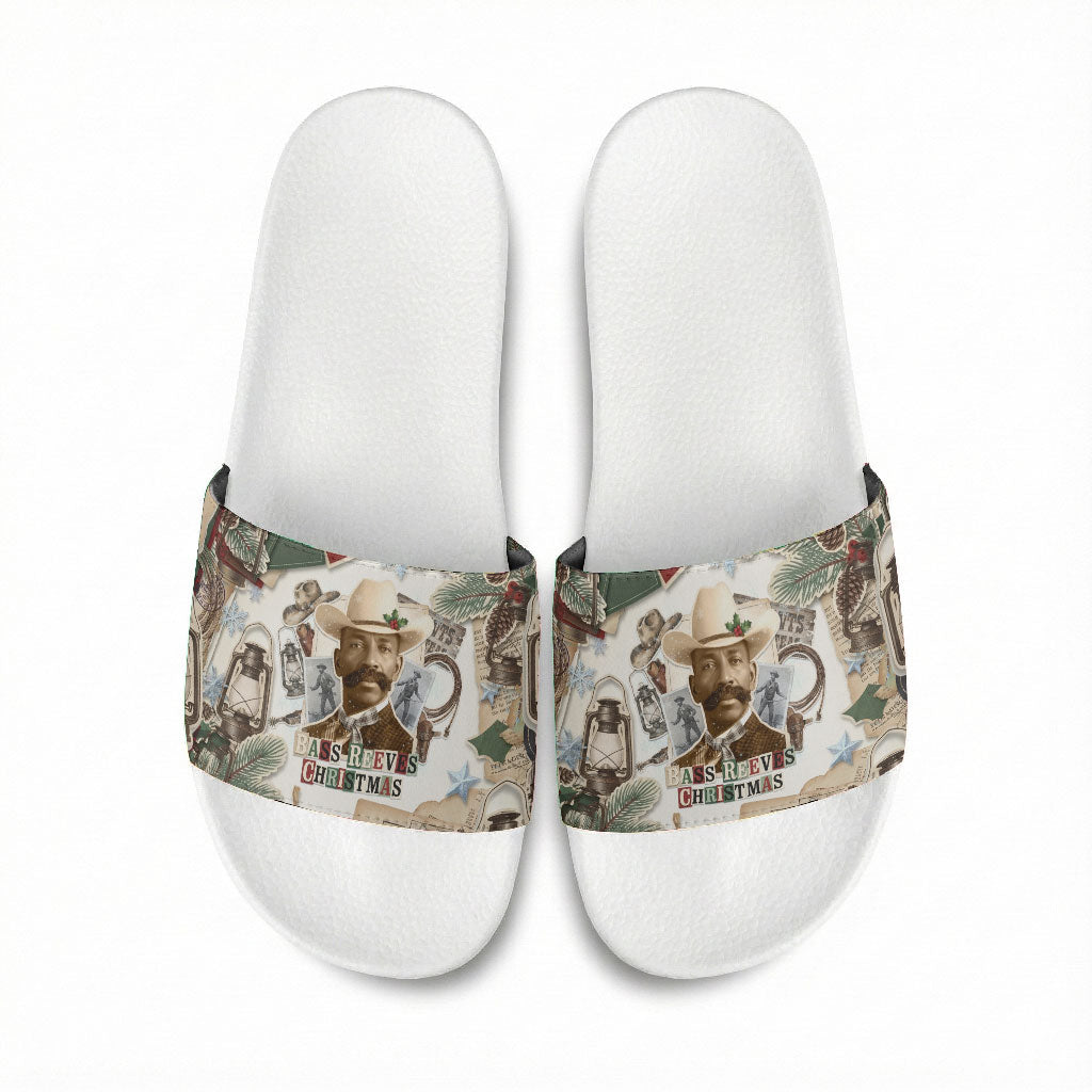 Bass Reeves Christmas Slide Sandals Old West Marshal Frontier Collage Vintage