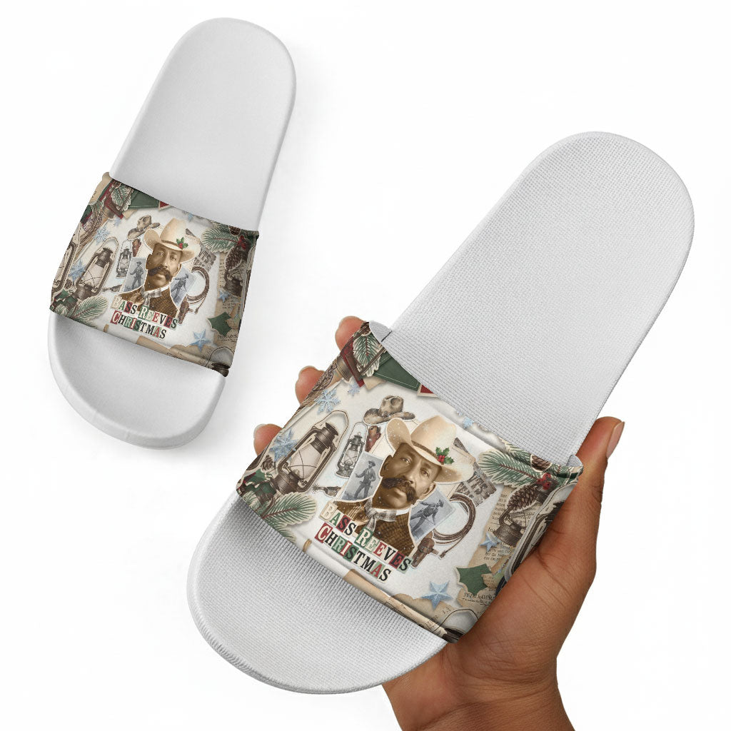 Bass Reeves Christmas Slide Sandals Old West Marshal Frontier Collage Vintage