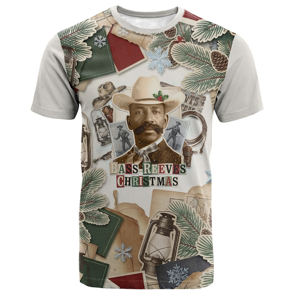 Bass Reeves Christmas T shirt Old West Marshal Frontier Collage Vintage