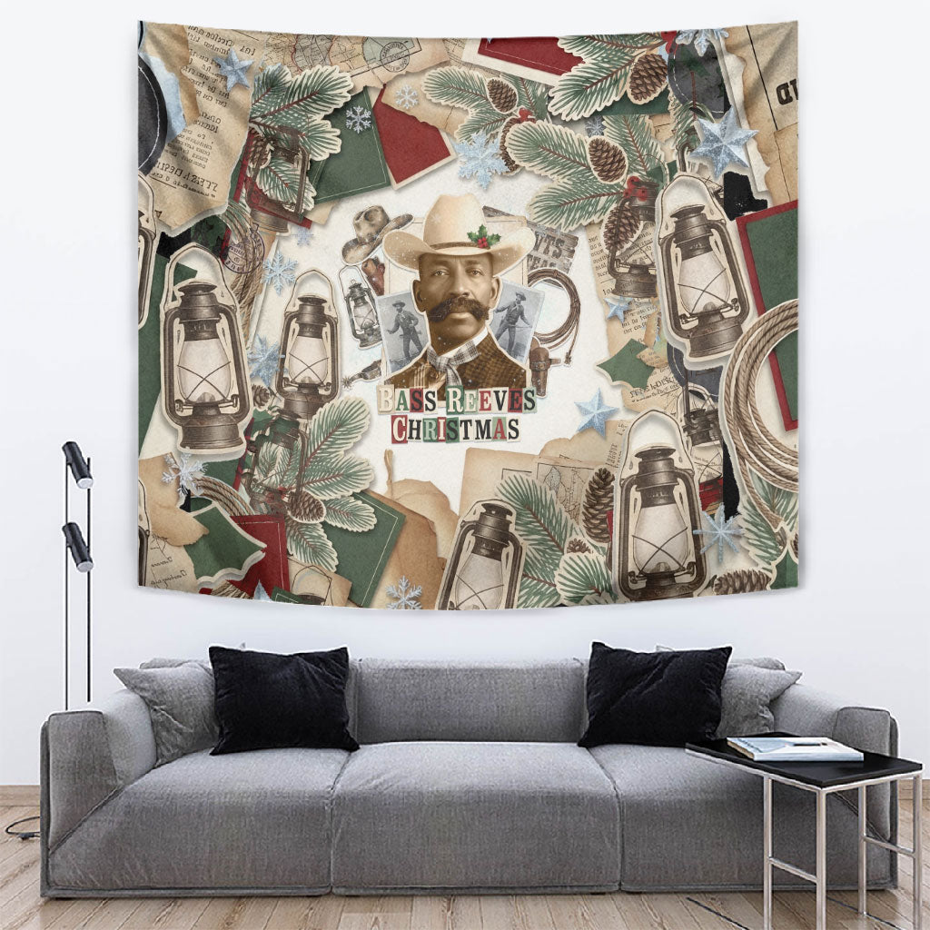 Bass Reeves Christmas Tapestry Old West Marshal Frontier Collage Vintage