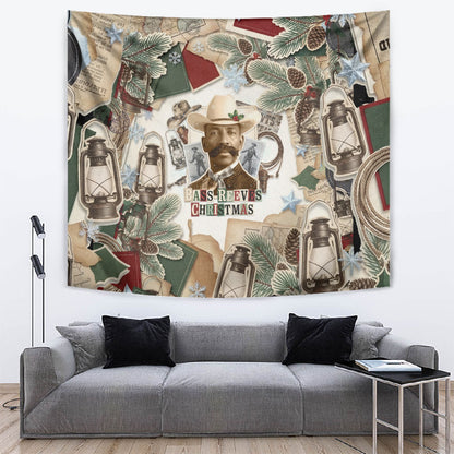 Bass Reeves Christmas Tapestry Old West Marshal Frontier Collage Vintage