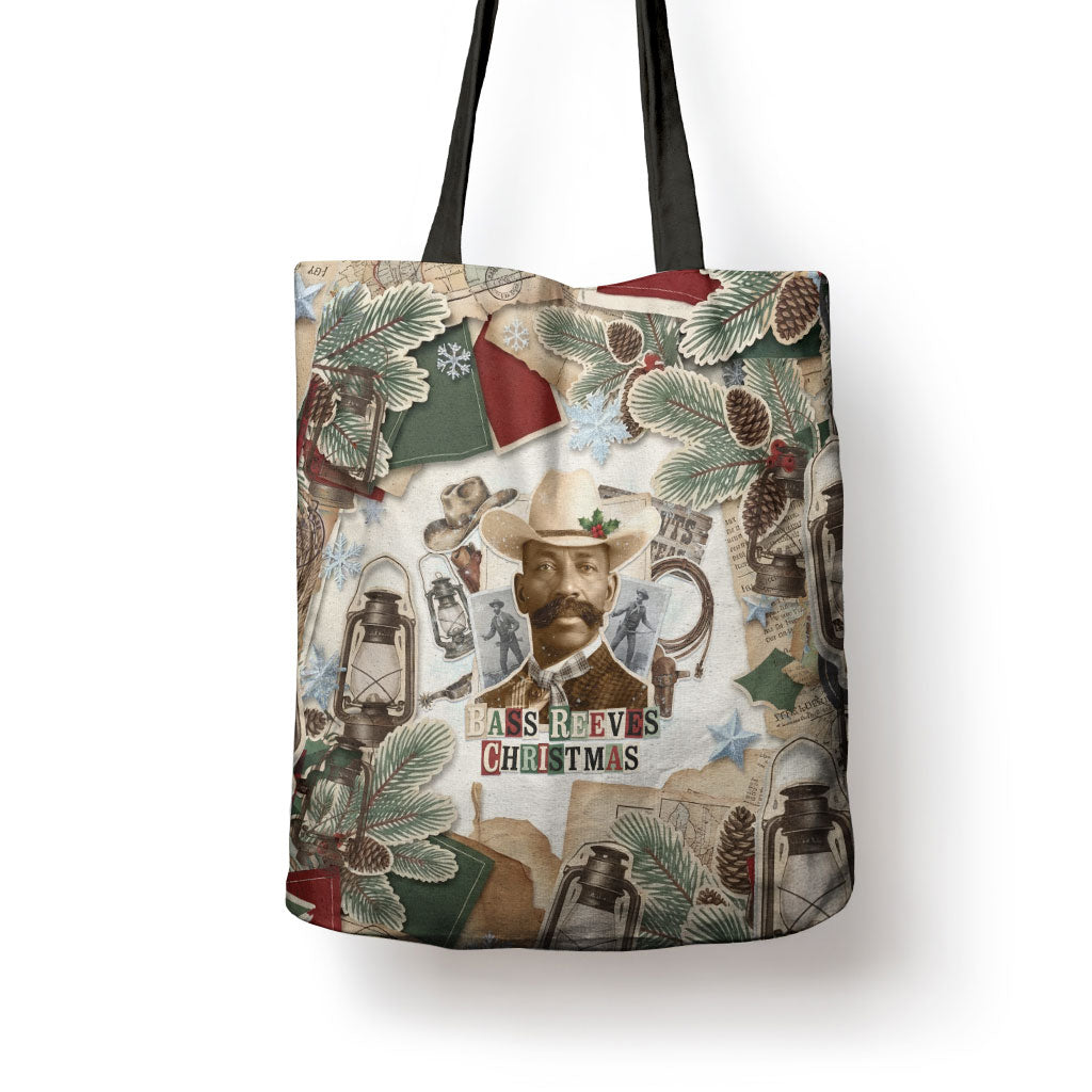 Bass Reeves Christmas Tote Bag Old West Marshal Frontier Collage Vintage