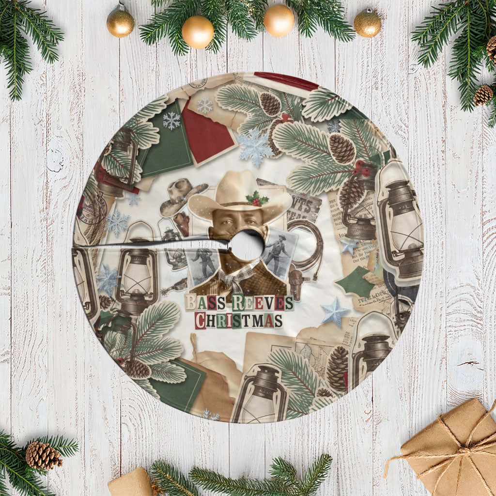Bass Reeves Christmas Tree Skirt Old West Marshal Frontier Collage Vintage