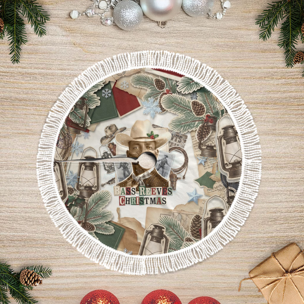 Bass Reeves Christmas Tree Skirt Old West Marshal Frontier Collage Vintage