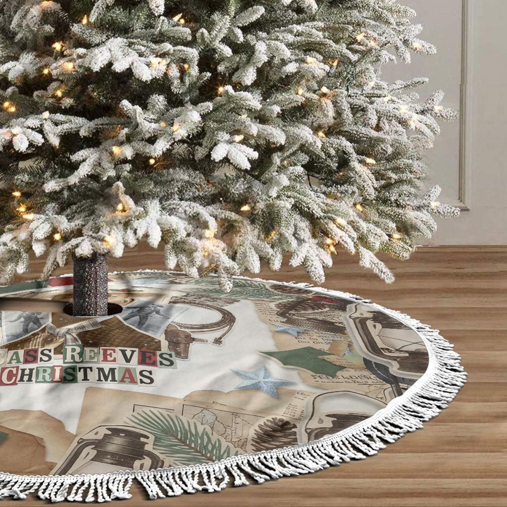 Bass Reeves Christmas Tree Skirt Old West Marshal Frontier Collage Vintage
