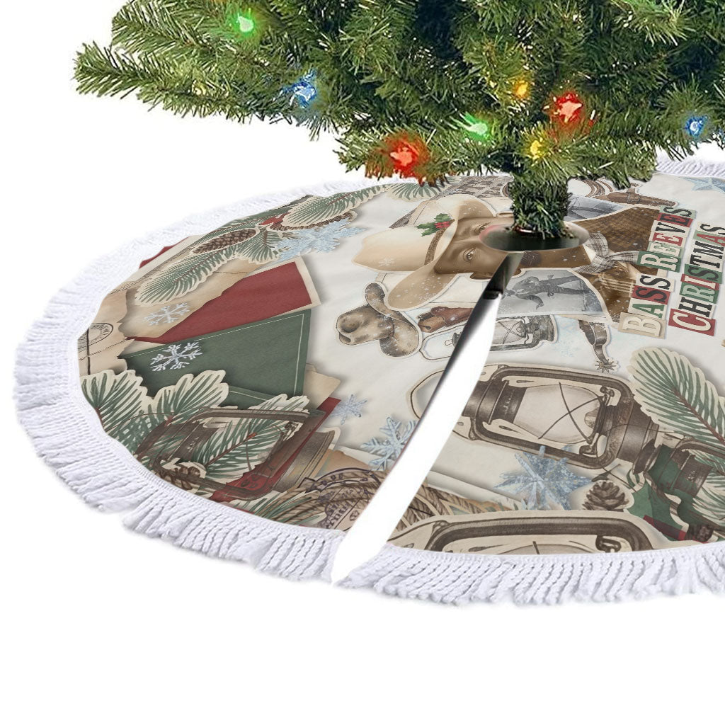 Bass Reeves Christmas Tree Skirt Old West Marshal Frontier Collage Vintage